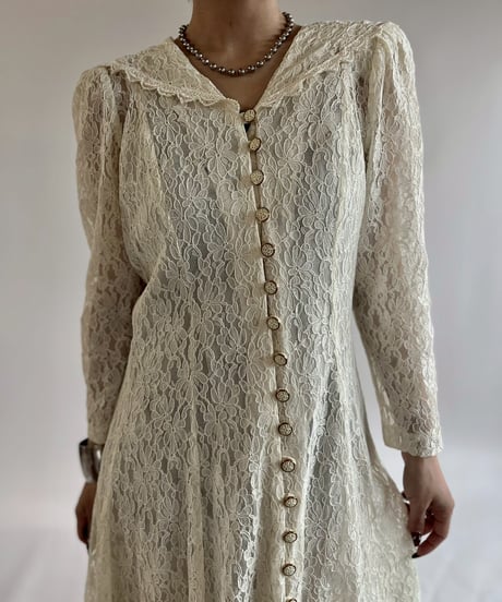 【USED】 Lace Pattern Long One-Piece /250621-024