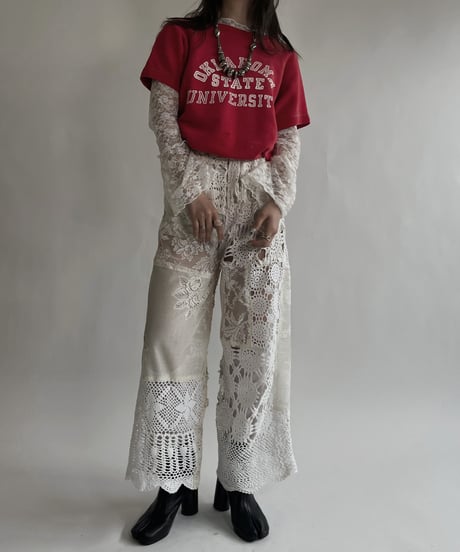 【RE;CIRCLE】 RE Crochet Lace Patchwork Pants / 220526-018