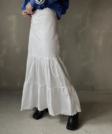 【USED】  White Cotton Long Skirt/220220-043
