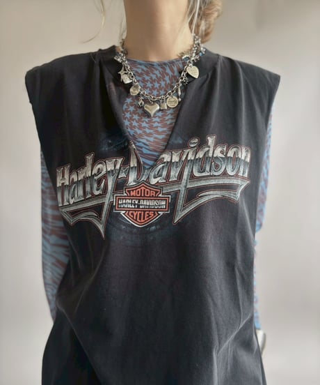 【USED】 Made In USA HARLEY-DAVIDSON Cut Off N/S Tee / 260418-029