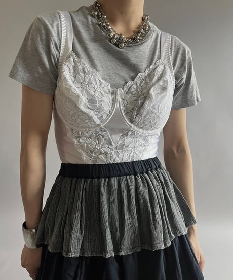【USED】 Lace Patterned Camisole Leotard Top /240928-025