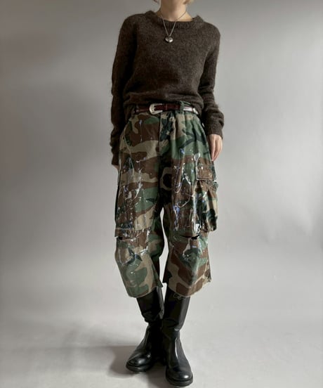 【USED】 Military Camouflage Cut Off Paint Pants /260117-018