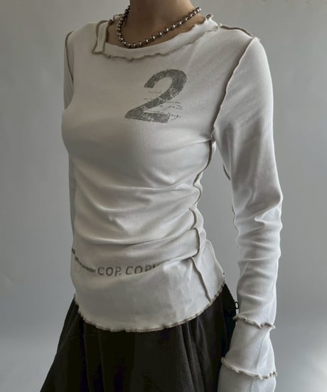 【USED】 Cop.Copine Rib Mellow Numbering Top  /251014-002