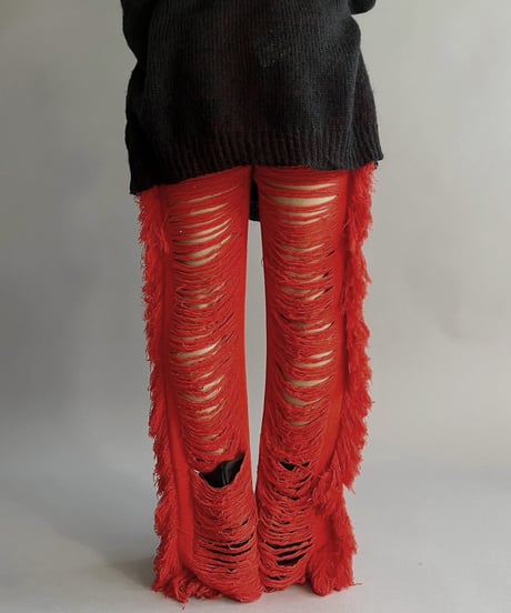 【USED】 My Boo Damage Fringe Knit Pants/240127-003