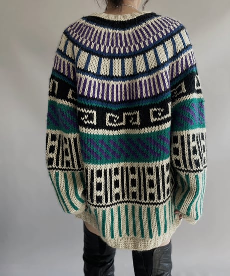 【USED】 Acrylic 100% Patterned Hand Knit Top 231209-008