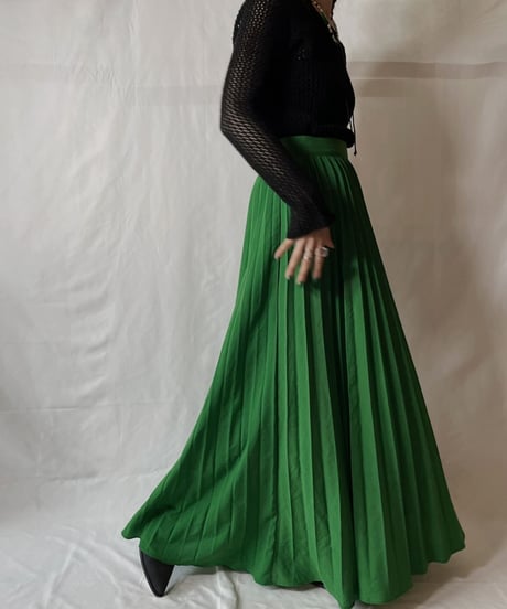 【USED】 Poly Long Pleats Skirt①/20210819-005