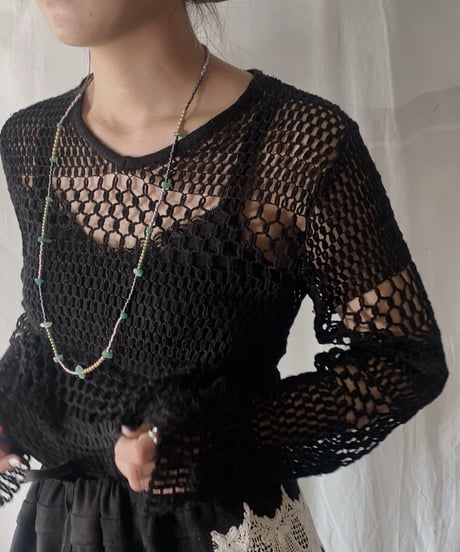 【USED】  L/S Crochet Knit Top/210407-008