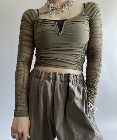 【USED】 L/S Design Sheer  Top /240914-002