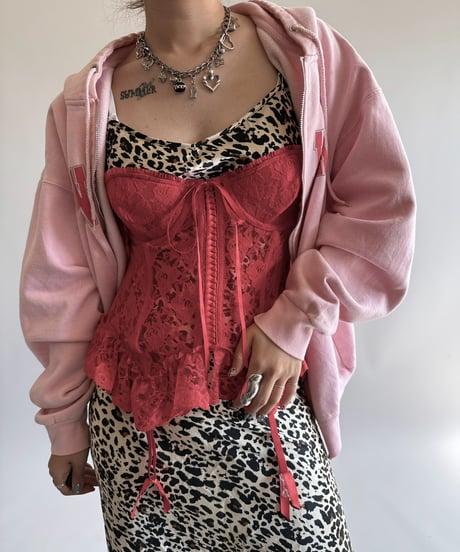 【USED】 Lace Pattern Corset Camisole Top  /250322-028