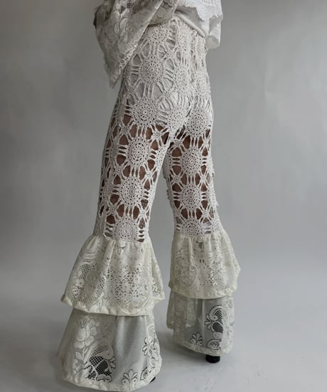 【RE;CIRCLE】 RE Crochet Lace Tiered Pants / 220526-032
