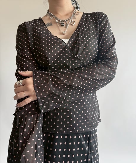 【USED】 Dot Pattern Sheer Top  /250412-006