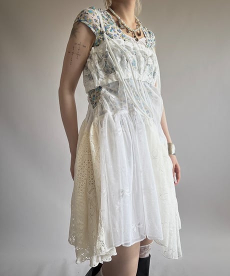 【RE;CIRCLE】RE Crochet Lace Patch work Camisole One-Piece Middle/250731-009