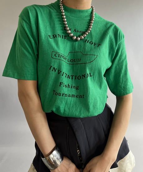 【USED】70~80's Flock Print T-Shirt /240824-049