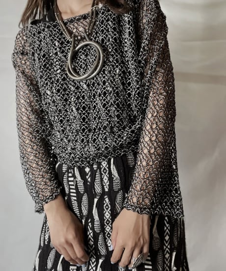 【USED】  Crochet Knit L/S Top ③/211014-036