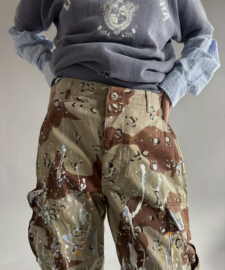 【USED】 Military Camouflage Cut Off Paint Pants /260226-012