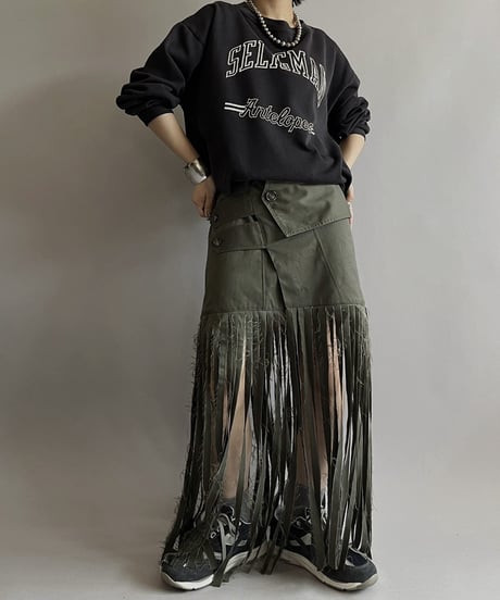 【RE;CIRCLE】 RE Trench Fringe Skirt KHAKI / 240407-031