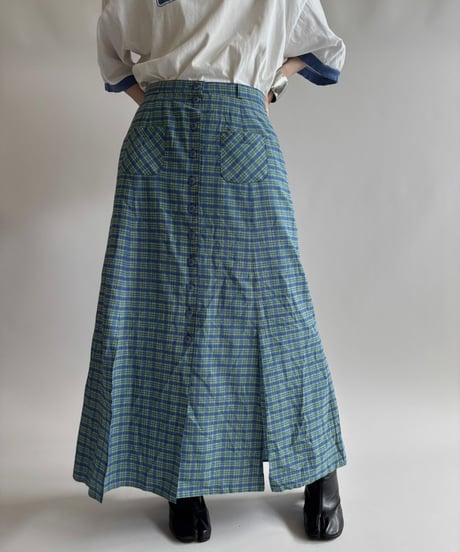 【USED】  Checked Long Skirt/250823-003