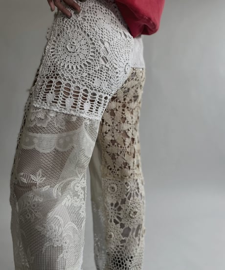 【RE;CIRCLE】 RE Crochet Lace Patchwork Pants / 220526-018