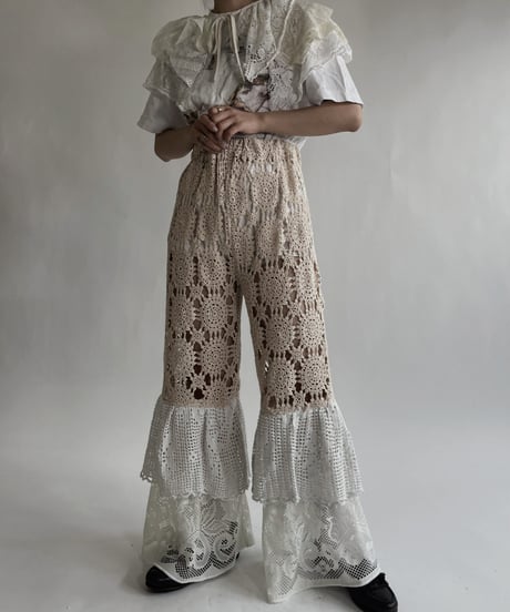 【RE;CIRCLE】 RE Crochet Lace Tiered Pants / 220526-025