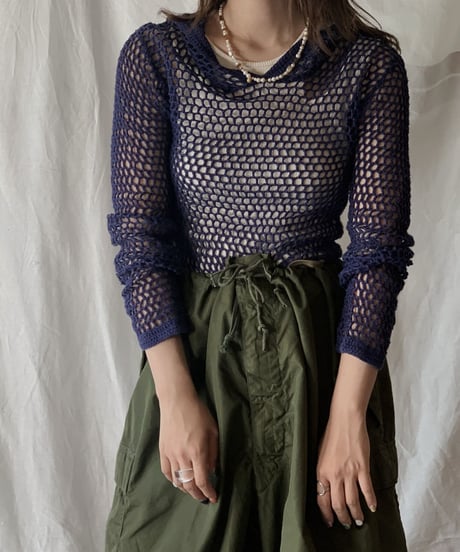 【USED】  Crochet Knit Top/210506-040