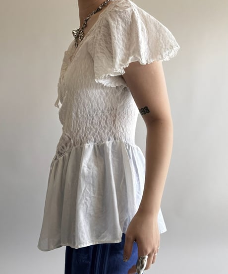 【USED】 Lace Pattern S/S Top  /250322-015