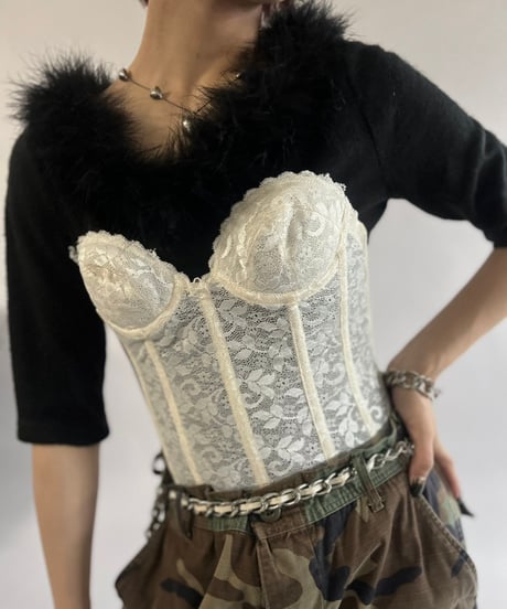 【USED】 Lace Patterned Corset Top /250104-046