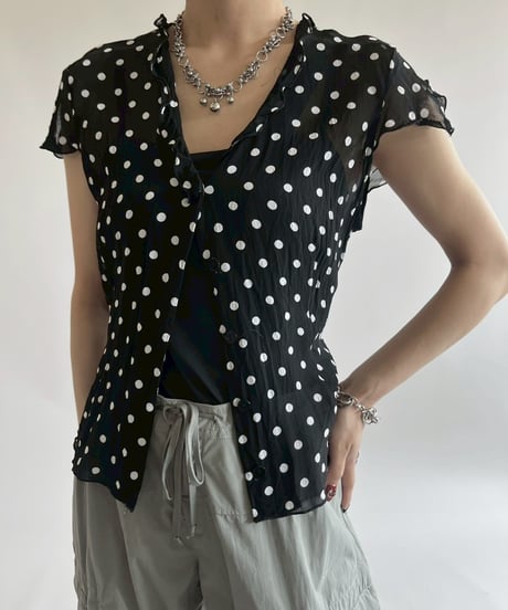 【USED】 Dot pattern S/S Sheer Top / 250526-013