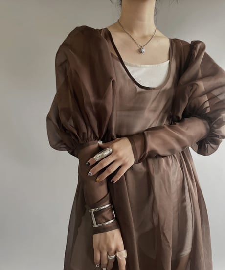 【RE;CIRCLE】 RE Sheer Puff Sleeve One-piece / 230706-004