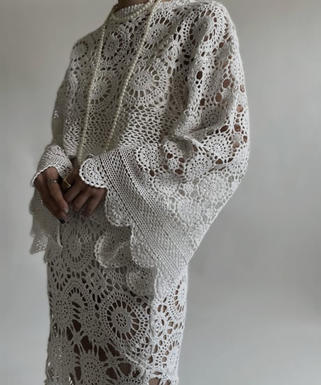 【RE;CIRCLE】 RE Crochet Lace Shirt Tops / 220427-012