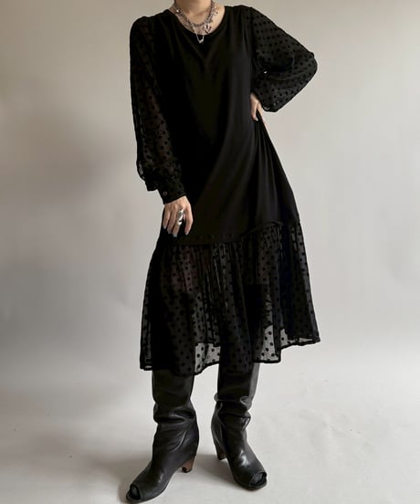 【USED】  Made in Italy MM6 Maison Martin Margiela Dot Pattern L/S Long One Piece   /250412-040