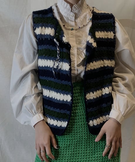 【USED】Crochet Knit Vest/210217-061