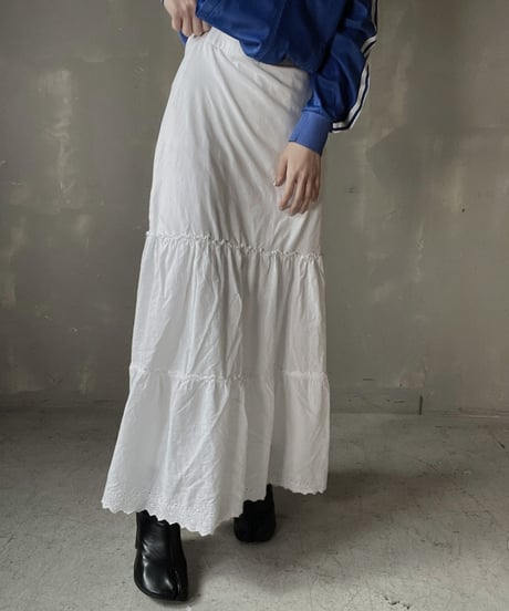 【USED】  White Cotton Long Skirt/220220-043