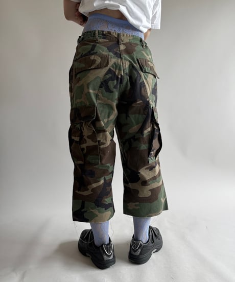 【USED】 Military Camouflage Painted Cut off Shorts  / 250614-014