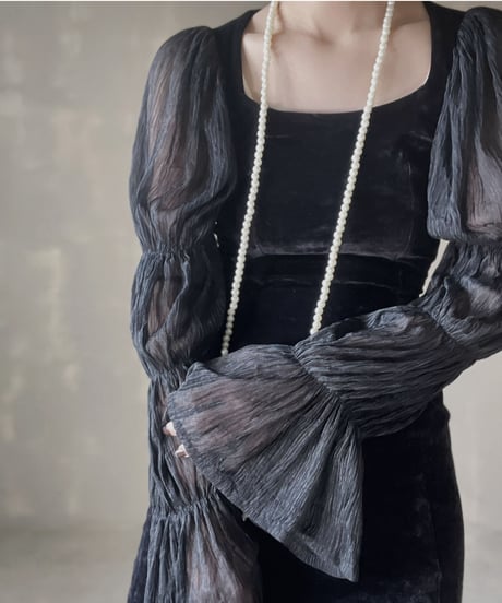 【USED】  See-through Sleeve Velor Top/220220-008