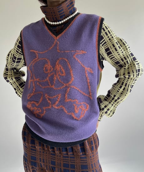 【USED】 HEAVEN Patterned Mohair Knit Vest /250104-024