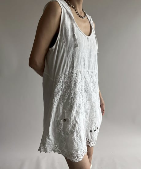 【USED】 Lace Pattern Hooded One-Piece / 250726-006