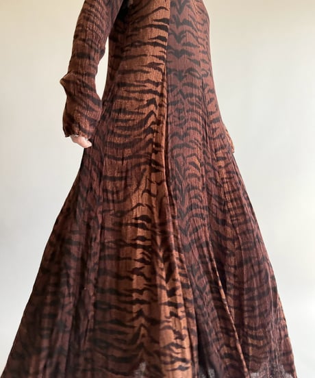 【USED】 Zebra Pattern Sheer Long One-Piece  /250322-032