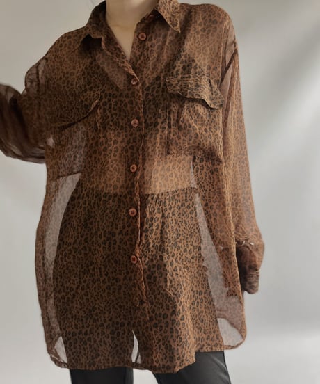 【USED】  L/S Leopard Patterned Sheer Shirt / 230907-008