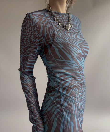 【USED】 Star Pattern Sheer Long One-Piece/ 260418-030