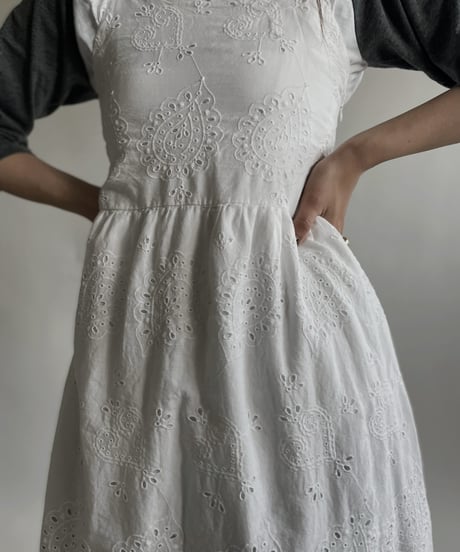 【USED】 White Cotton Camisole One-piece / 220423-048