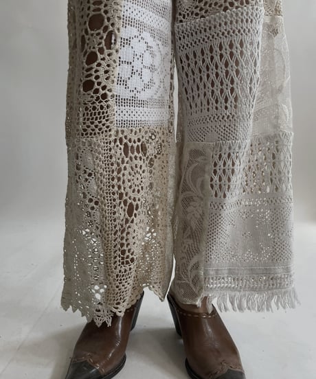 【RE;CIRCLE】 RE Crochet Lace Patchwork Pants / 220427-022