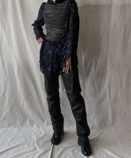 【USED】  Velor Patterned See-through Shirt/210407-007