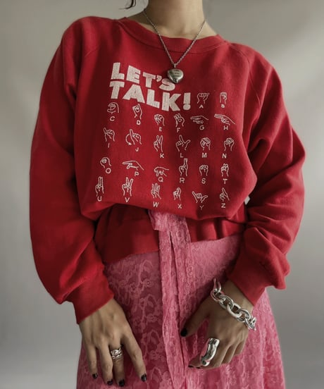 【USED】 Made in USA JERZEES Sign Language Sweat  / 231202-003