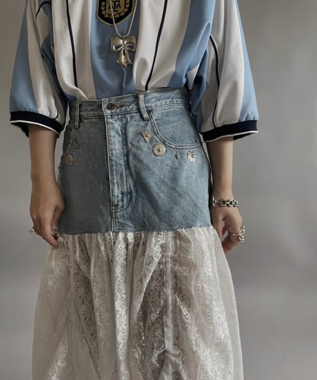 【RE;CIRCLE】 RE Denim Lace Switching Skirt / 240509-014