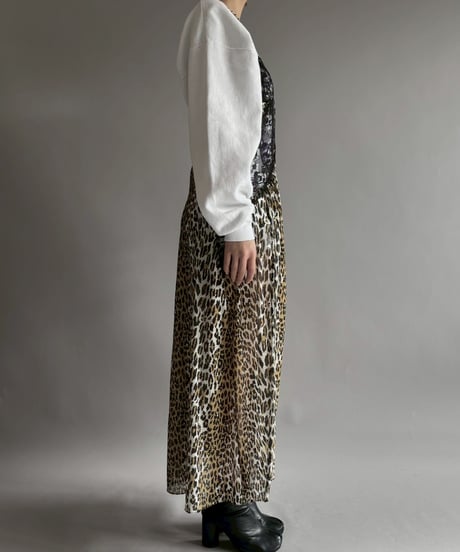 【USED】 Leopard Print Long Slit One-Piece /251129-003