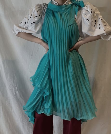 【USED】Poly No Sleeve Pleats Dress/210217-054