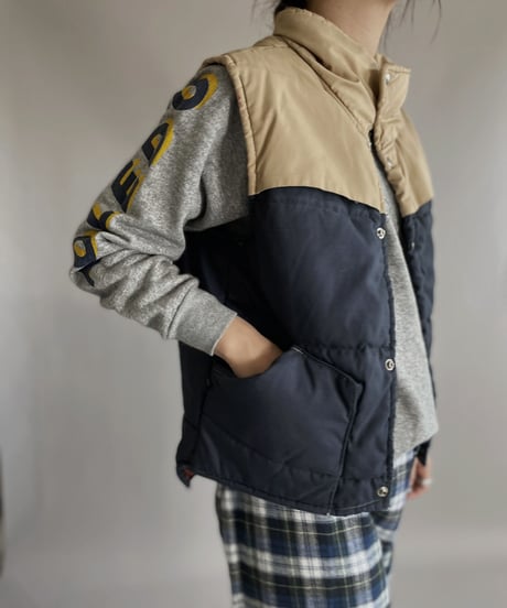 【USED】 Down Vest Two Tone Navy × Beige / 221224-004