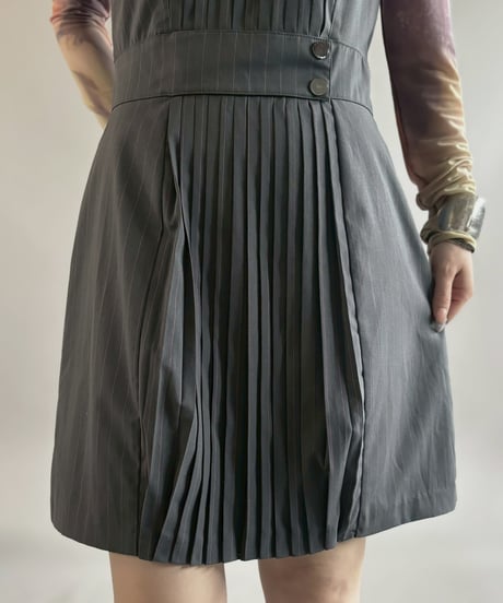 【USED】 Stripe Pattern Pleats Design N/S One-Piece / 260502-012