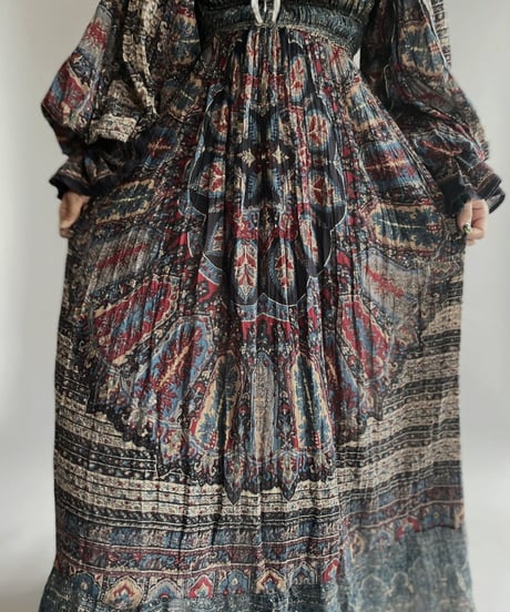 【RE;CIRCLE】 RE Indian Cotton Balloon Sleeved One-piece / 220901-008