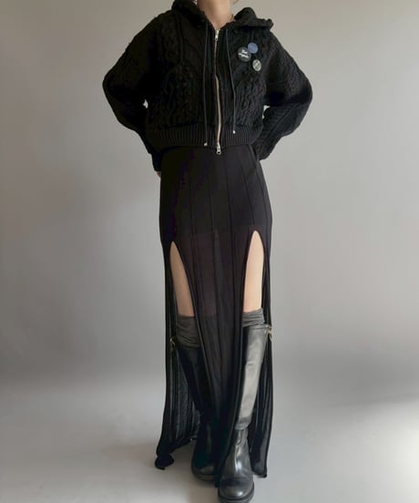 【RE;CIRCLE】 RE Aran Knit Double Zip-up Parka / Black / 251030-005